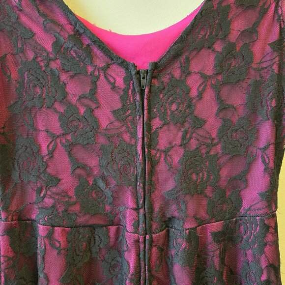 Vintage Y2K Trixxi  L Lace Overlay Babydoll Dress Punk Goth Whimsigoth Black & P - Picture 8 of 11